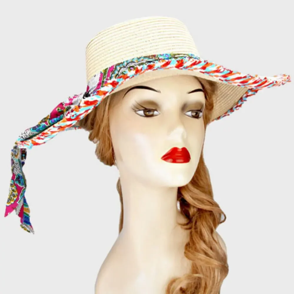 NEW Sun Hat w/ Scarf - Ivory